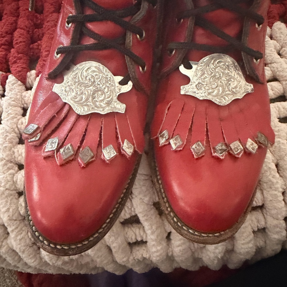 Justin Red Leather Boots - Picture 4 of 7